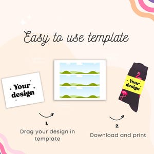 Sock Tag Vorlage, Sock Wrapper Template, Socken Label Vorlage, Socken Blank Label, Party Favor, Hochzeit Groomsmen Geschenk, Sock Tag SVG Bild 2