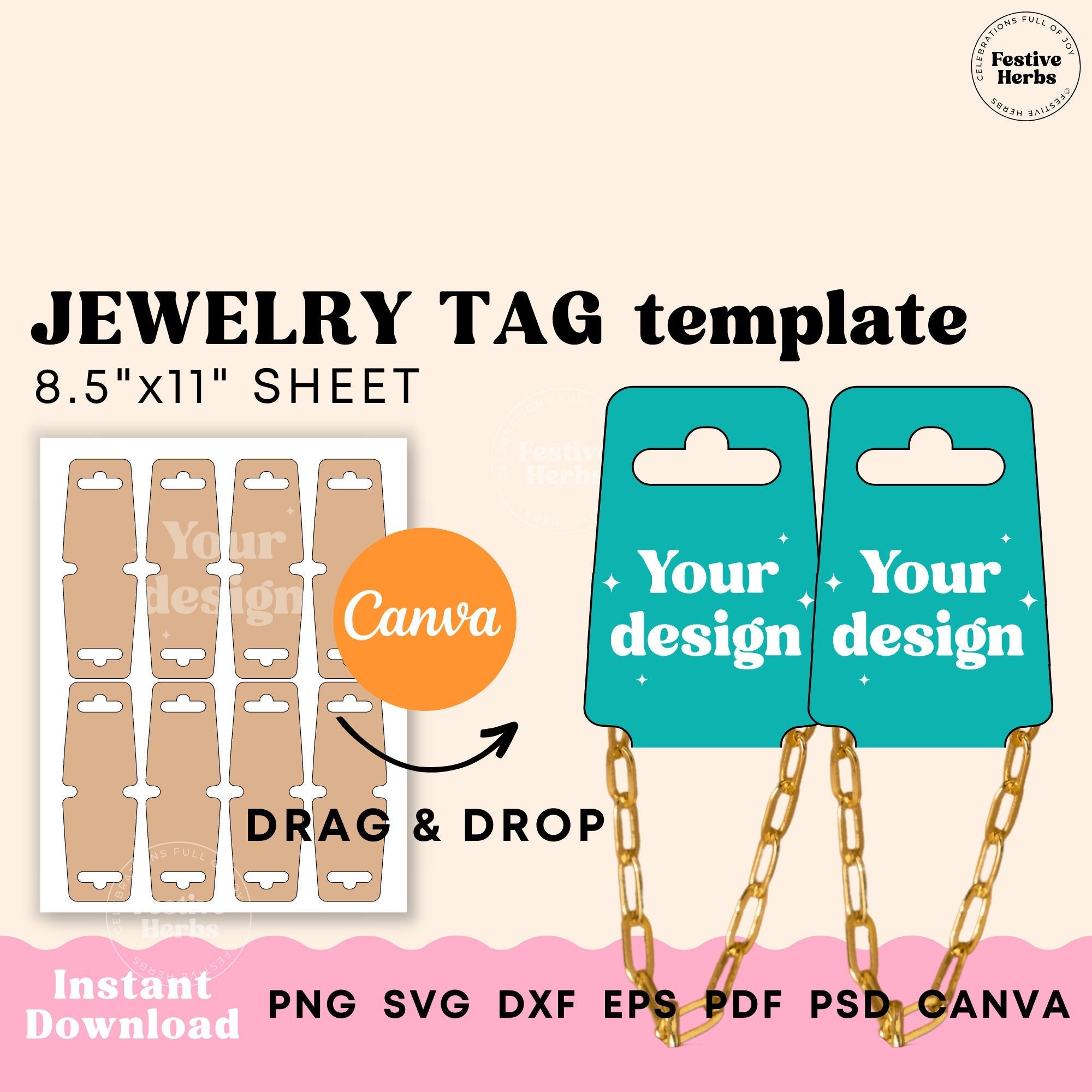 Bracelet Card Display Template Canva, Bracelet Card Template SVG, Fold ...