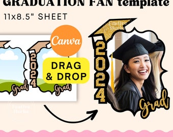 Grad Paddle Fan template, Custom Grad fan, Graduation Fan Template, Graduation Fan SVG, Graduation Cake topper template, 2024 Grad SVG