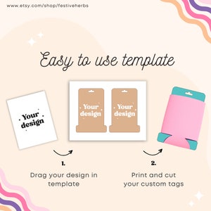 Hang Tag template, 12oz Can Cooler hang tag template, Beer Cooler tag Template, Can sleeve display Custom branded hang tag small business