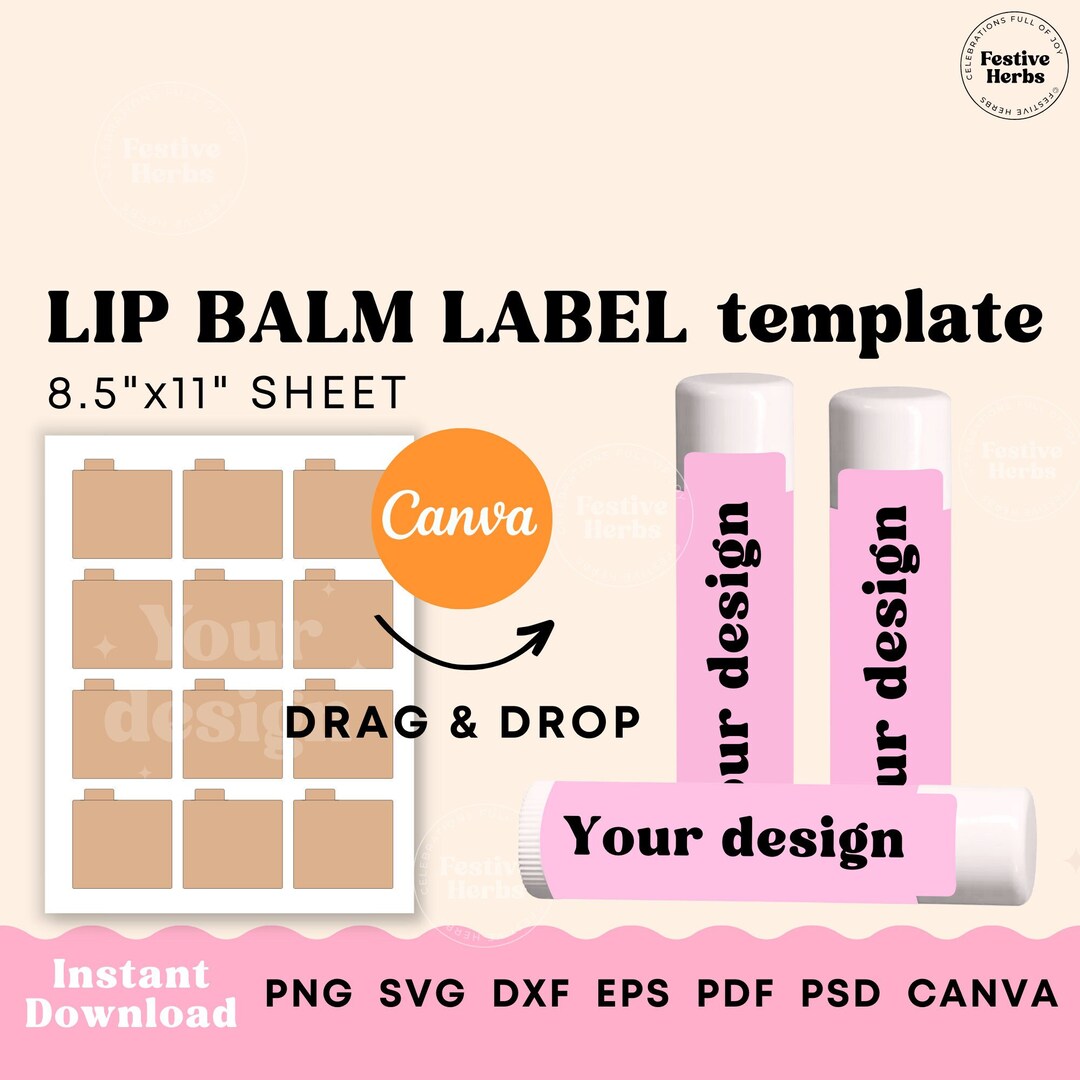 Lip Balm Label Template, Lip Balm Labels Stickers, Canva Template Lip ...