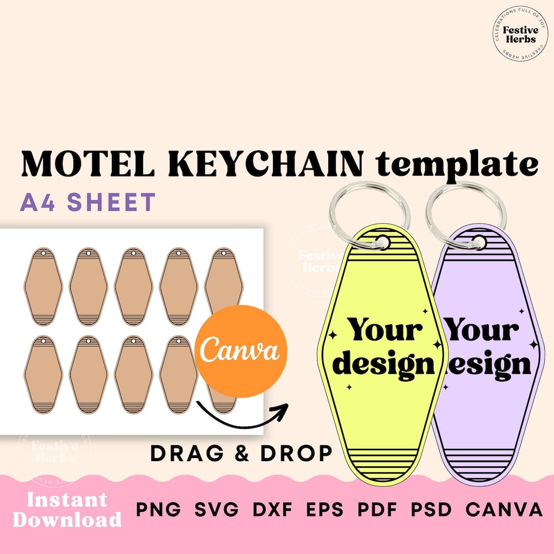Motel Keychain Template, Motel Keychain SVG Cut File, Sublimation Motel Keychain Template, Motel Keychain SVG Cut File, Sublimation
