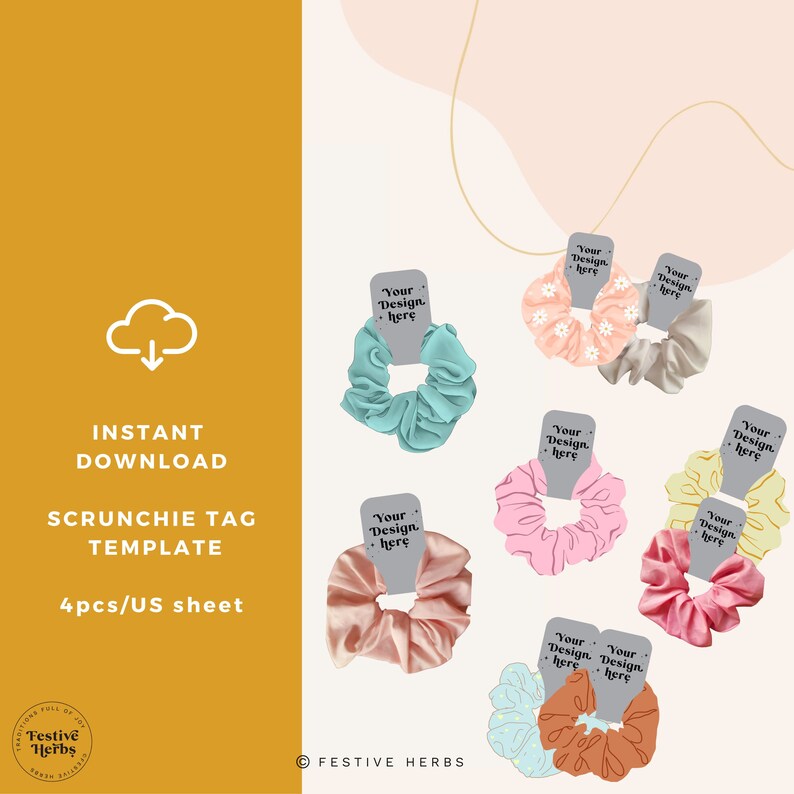 Scrunchie Tag Template Scrunchie Tag Svg Scrunchie Tag Etsy India