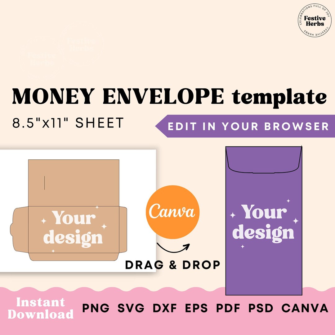Money Envelope Template, Cash Envelope Template, Money Holder, Envelope