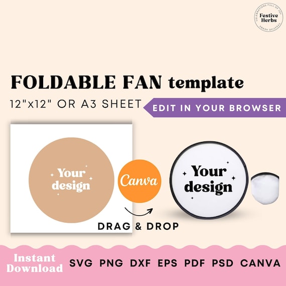 Foldable Fan Template, Foldable Fan Sublimation, Foldable fan graduation, Foldable fan summer wedding sublimation template, Promotional item