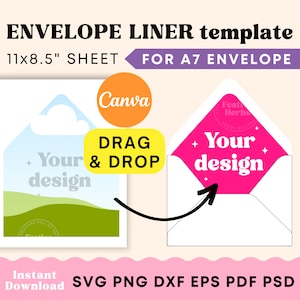 Umschlag Liner svg, Hochzeit A7, Umschlag Liner 5x7, Hochzeit A7, Cricut Template Canva, digitaler download