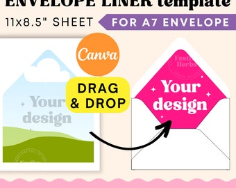 Modello di fodera della busta, fodera della busta 5x7, modello di matrimonio della fodera della busta A7, fodera della busta in formato SVG, Cricut Template Canva, download digitale
