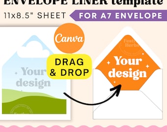 Envelope liner template, Envelope liner 5x7, Envelope liner A7 Wedding template, Envelope liner svg, Cricut Template Canva, Digital download