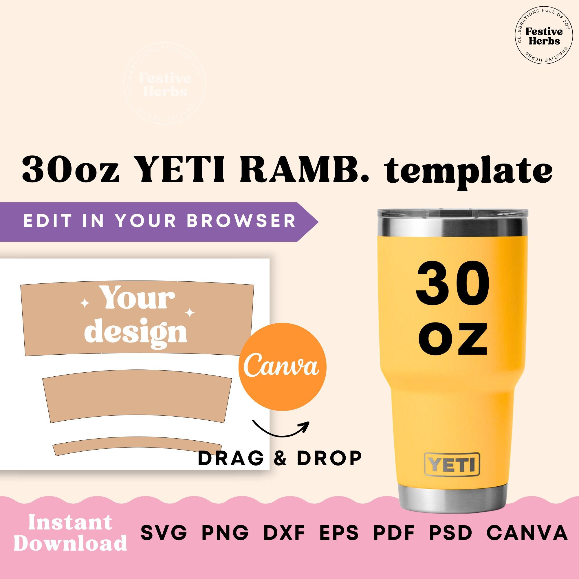 Yeti Rambler, YETI Rambler 10oz Template Full Wrap for Rambler Yeti Tumbler  10oz Tumbler Sublimation Template for YETI Rambler Svg, Docx Dxf 