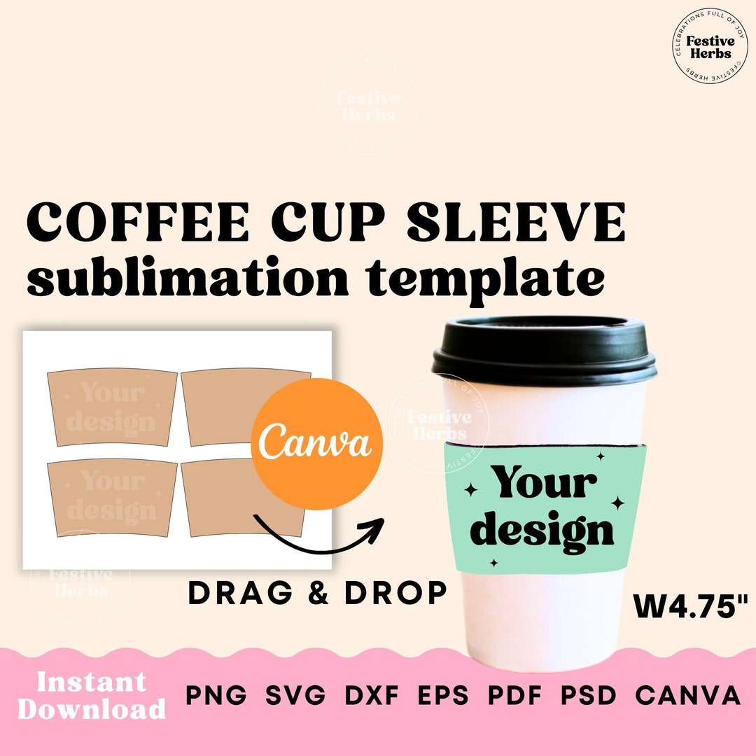 Coffee Cup Sleeve Template, Cup Sleeve Sublimation Template, Cup Sleeve