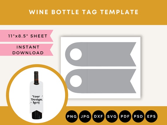 Wine Tag Template Wine Tag Svg Wine Bottle Tag Template | Etsy