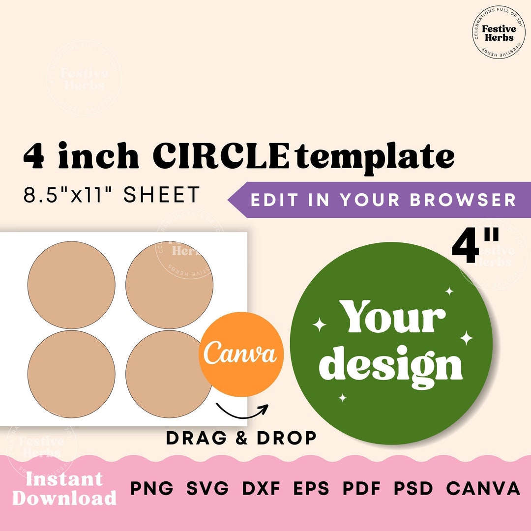 4 Inch Circle Template, Circle SVG, Circle Label Template, Sticker 4 Inch Circle Template, Circle SVG, Circle Label Template, Sticker
