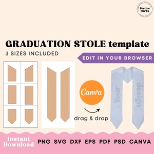 Graduation Stole Template for Sublimation Stole Template SVG Etsy