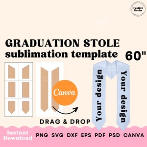 60inch Graduation Stole Template, Stole Template SVG, Canva, Sublimation template Graduation Stole, Graduation template, Grad stole template