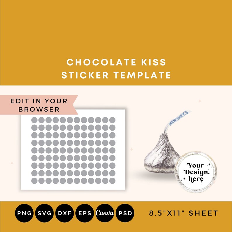 Hershey Kiss Sticker Template Hershey Kiss Stickers Hershey - Etsy