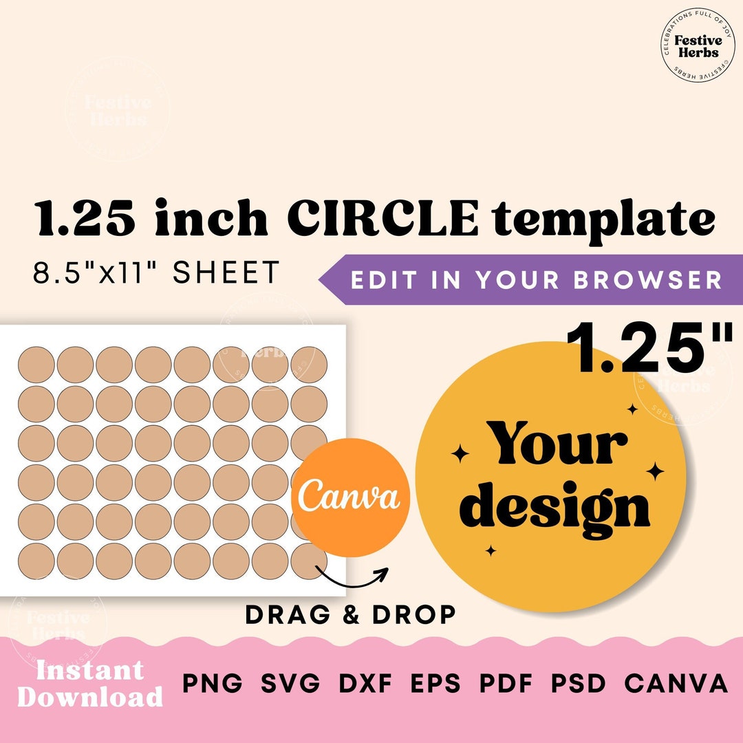 1.25 Inch Circle Template, Circle SVG, Circle Label Template, Sticker ...