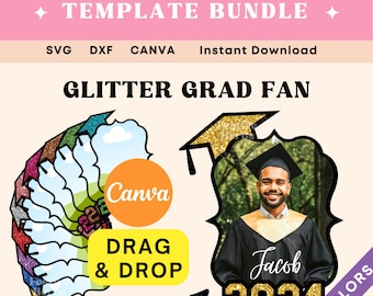 Graduation Paddle Fan template, Personalized Graduation Fan SVG, Custom Grad fan, Graduation Centerpiece SVG, Glitter Grad template 2024