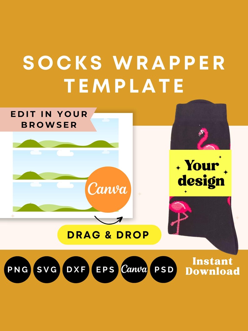 Sock Tag Vorlage, Sock Wrapper Template, Socken Label Vorlage, Socken Blank Label, Party Favor, Hochzeit Groomsmen Geschenk, Sock Tag SVG Bild 9