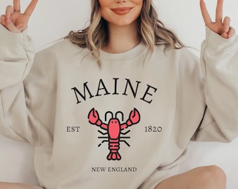 Maine Sweatshirt, Vintage Maine Lobster Sweater, Maine Souvenir, Maine Crewneck, Maine Vacation Pullover, Maine State Shirt, Maine Souvenir