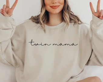 Twin Mama Sweatshirt, First Time Twin Mama Crewneck, Gift for New Twin Mama To Be, Unisex Twin Mom Sweatshirt Gift, Mom of Twins Sweater