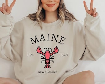 Maine Sweatshirt, Vintage Maine Sweater, Maine Shirt, Maine Crewneck, Maine Vacation Sweater, Maine State, Maine Gift, Maine Lobster Sweater