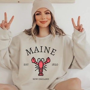 Maine Sweatshirt, Vintage Maine Sweater, Maine Shirt, Maine Crewneck, Maine Vacation Sweater, Maine State, Maine Gift, Maine Lobster Sweater