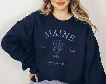 Maine Sweatshirt, Vintage Maine Sweater, Maine Shirt, Maine Crewneck, Maine Vacation Sweater, Maine State, Maine Gift, Maine Lobster Sweater