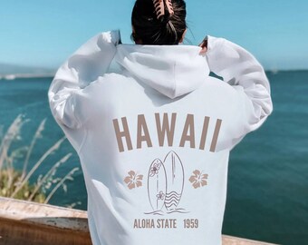 Hawaii Hibiscus Flower Hoodie, Aloha State Hoodie, Hawaii Vacation Sweatshirt, Beach Hoodie, Tumblr Oversized Hoodie, Summer Hoodie
