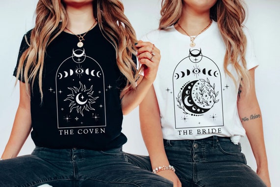 Celestial Bachelorette Shirt, Witchy Bach Party T-Shirt Tarot Bride Tee Shirt Bride Coven Bridal Party Shirt Spooky Salem Wedding Party Tee