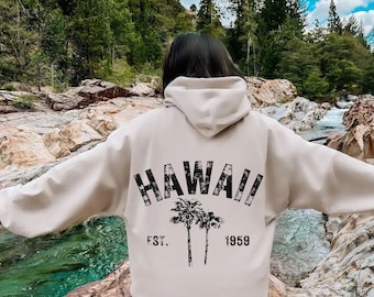 Vintage Hawaii Hoodie, Aloha State Sweatshirt, Hawaii Vacation Hoodie, Beach Hoodie, Tumblr Oversized Hoodie, Summer Hoodie,Hibiscus Flower