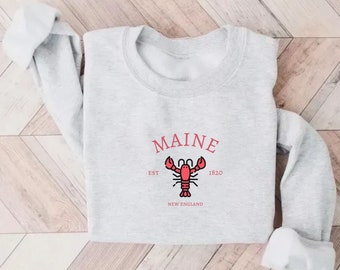 Maine Sweatshirt Vintage Maine Sweater Maine Shirt Maine Crewneck Maine Vacation Sweater Maine State Maine Gift Maine Lobster Sweater
