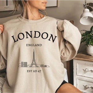 London Sweatshirt, Vintage London England Sweater, UK Crewneck, London Sweater, London Vacation Gift, Eiffel Tower Sweatshirt, London Shirt