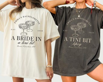 Martini Bachelorette Shirts, Bride in a Tini Bit, A Tini Bit Tipsy, Espresso Martini Bridal Party Gift, Comfort Colors Martini Bride Tshirt
