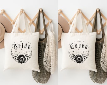 Bride's Coven Witchy Bachelorette Party Tote Bag Gothic Bach Spooky Bride Celestial Bridesmaid Proposal Bag Bridal Party Gifts Halloween