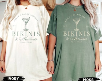 Bikinis and Martinis Bachelorette Shirt, Custom Location Bachelorette Party Shirts, Final Fiesta Bach Club, Beach Bachelorette Cocktail Club
