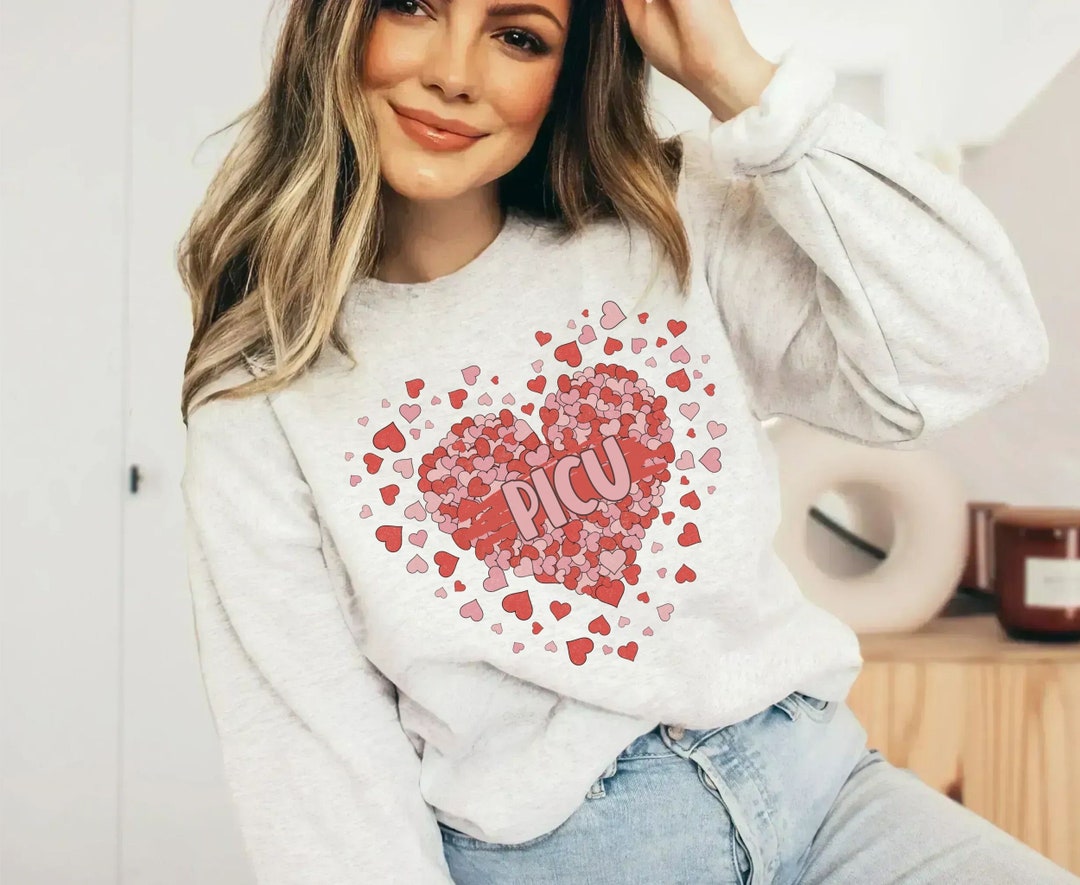 PICU Nurse Valentine's Day Sweater Cute Picu Sweatshirt - Etsy