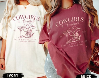 Bachelorette Party Shirts, Custom Location Bachelorette Shirts, Cowgirls And Cocktails, Nashville Bach, Personalized Luxury Bachelorette
