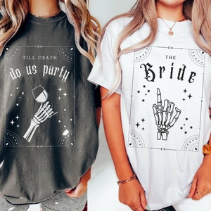 Bachelorette Party Shirt, Halloween Bride Skeleton TShirt, Till Death Do Us Party Shirts, Witchy Bachelorette Shirts, Funny Bach Party Shirt