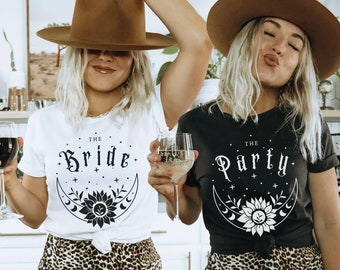 Celestial Bachelorette Shirt, Witchy Bach Party T-Shirt Tarot Bride Tee Shirt Bride Coven Bridal Party Shirt Spooky Salem Wedding Party Tee