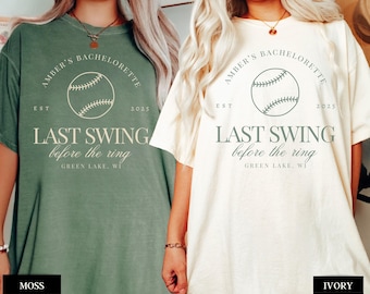 Baseball Bachelorette Party Shirt, Last Swing before the Ring, Custom Bachelorette Shirt, Baseball Bridal Party Gift, Softball Bride Tshirts