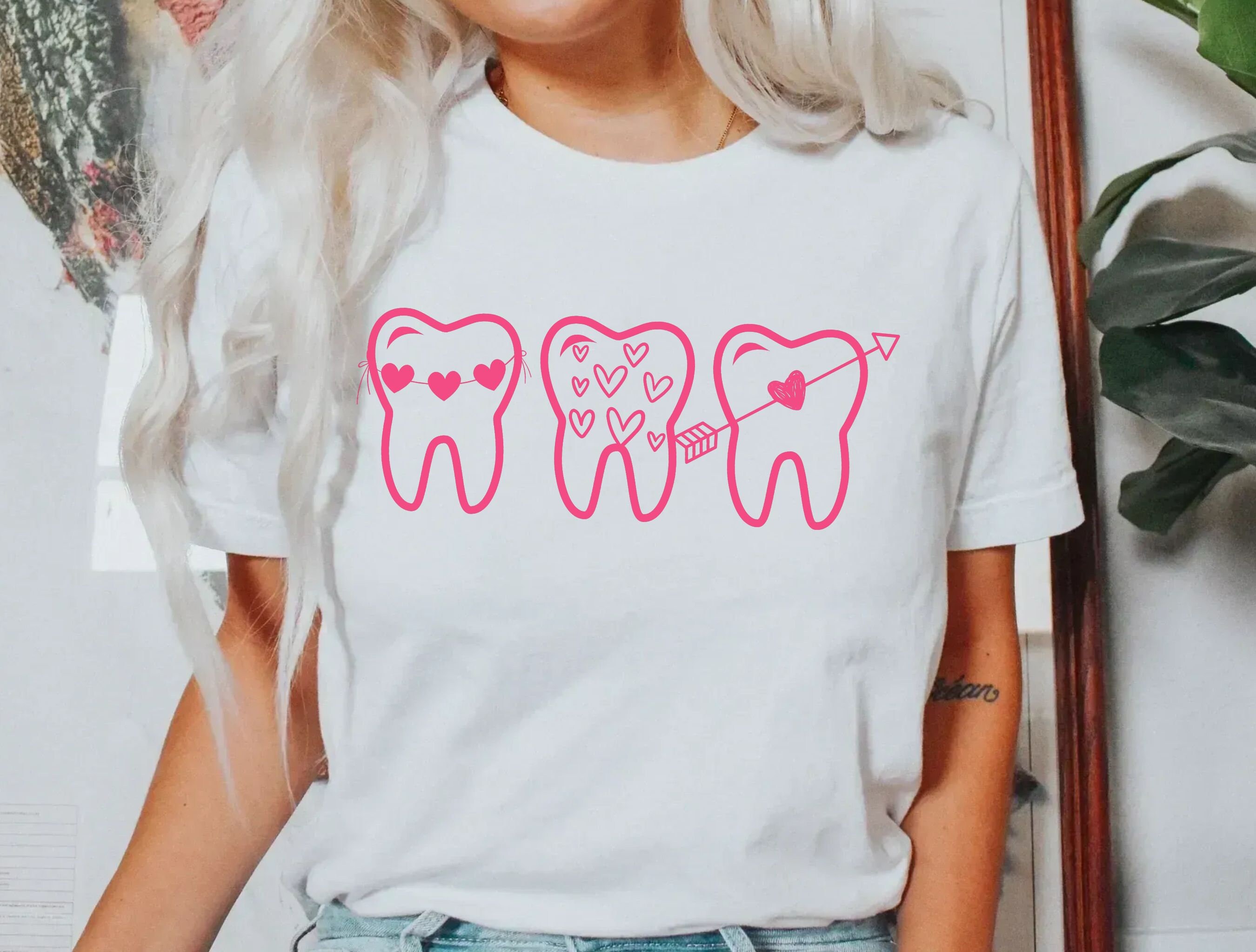 Valentines Day Dental Teeth Tshirt for Dental Staff Cute Etsy