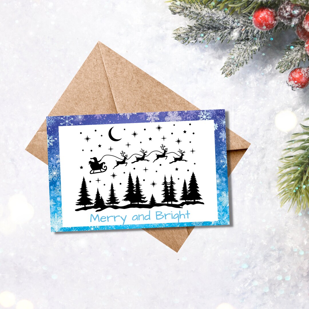 Printable Card for Christmas, Printable Holiday Card, Cute Santa Claus ...