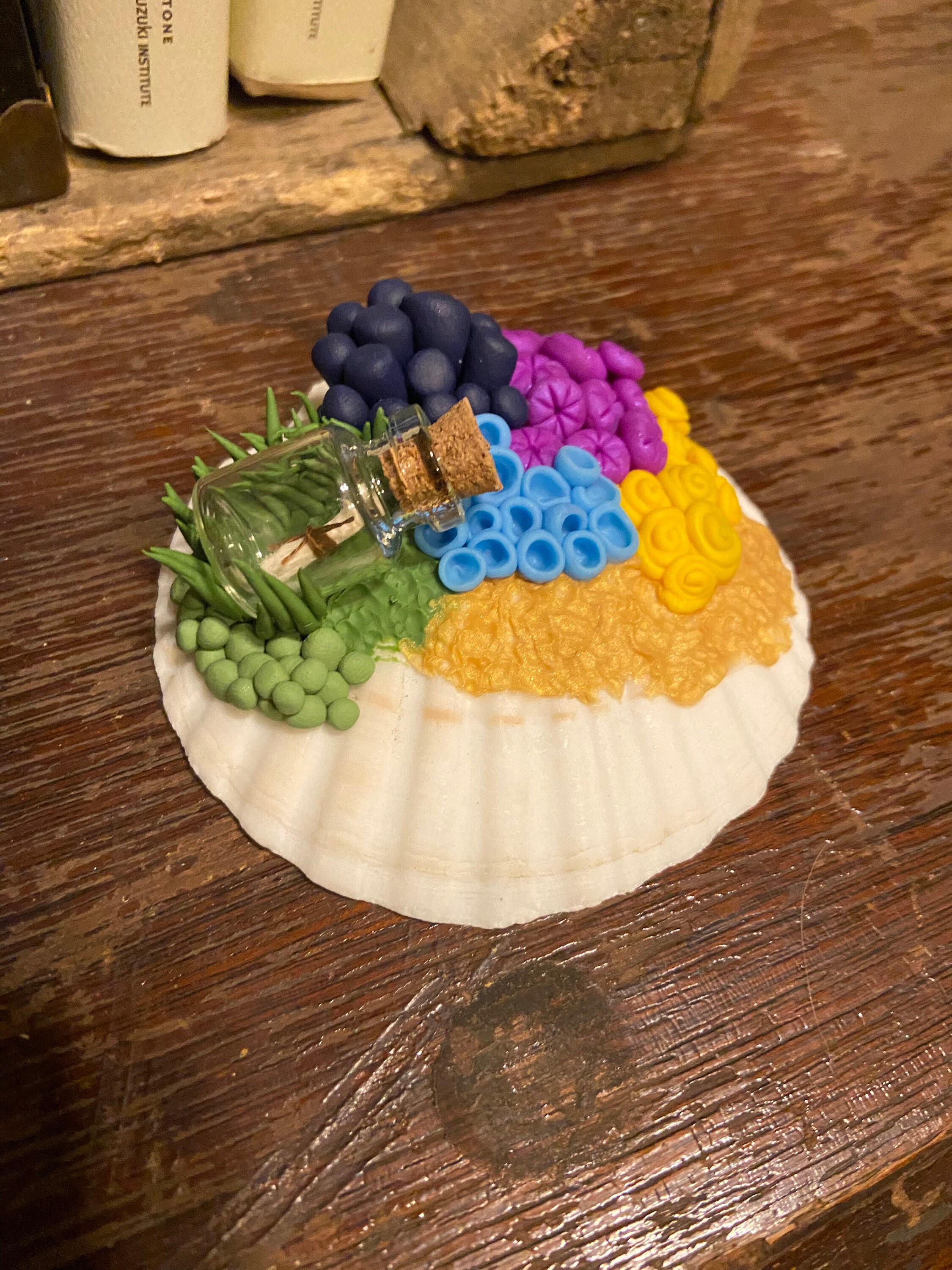 Coral and Sea Shell Miniature | Underwater Coral | Polymer Clay Coral ...