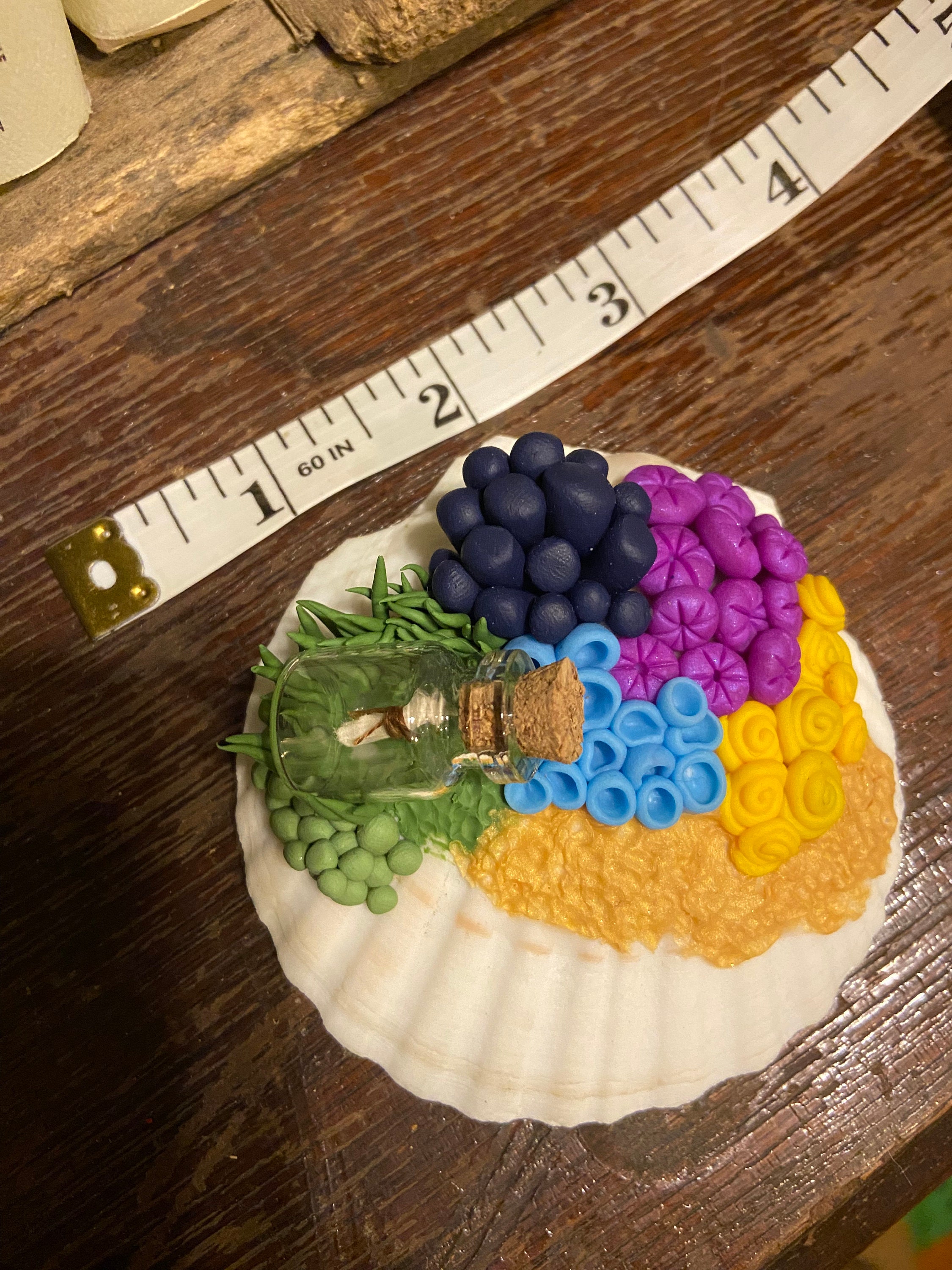 Coral and Sea Shell Miniature | Underwater Coral | Polymer Clay Coral ...