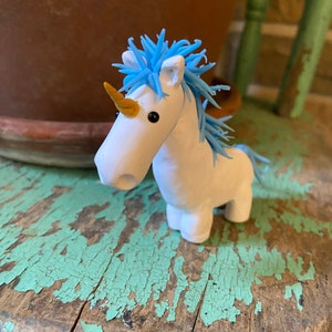 Unique Unicorn | Blue Unicorn | Polymer Clay | Miniature Unicorn | Blue Hair | Unicorn Collectible