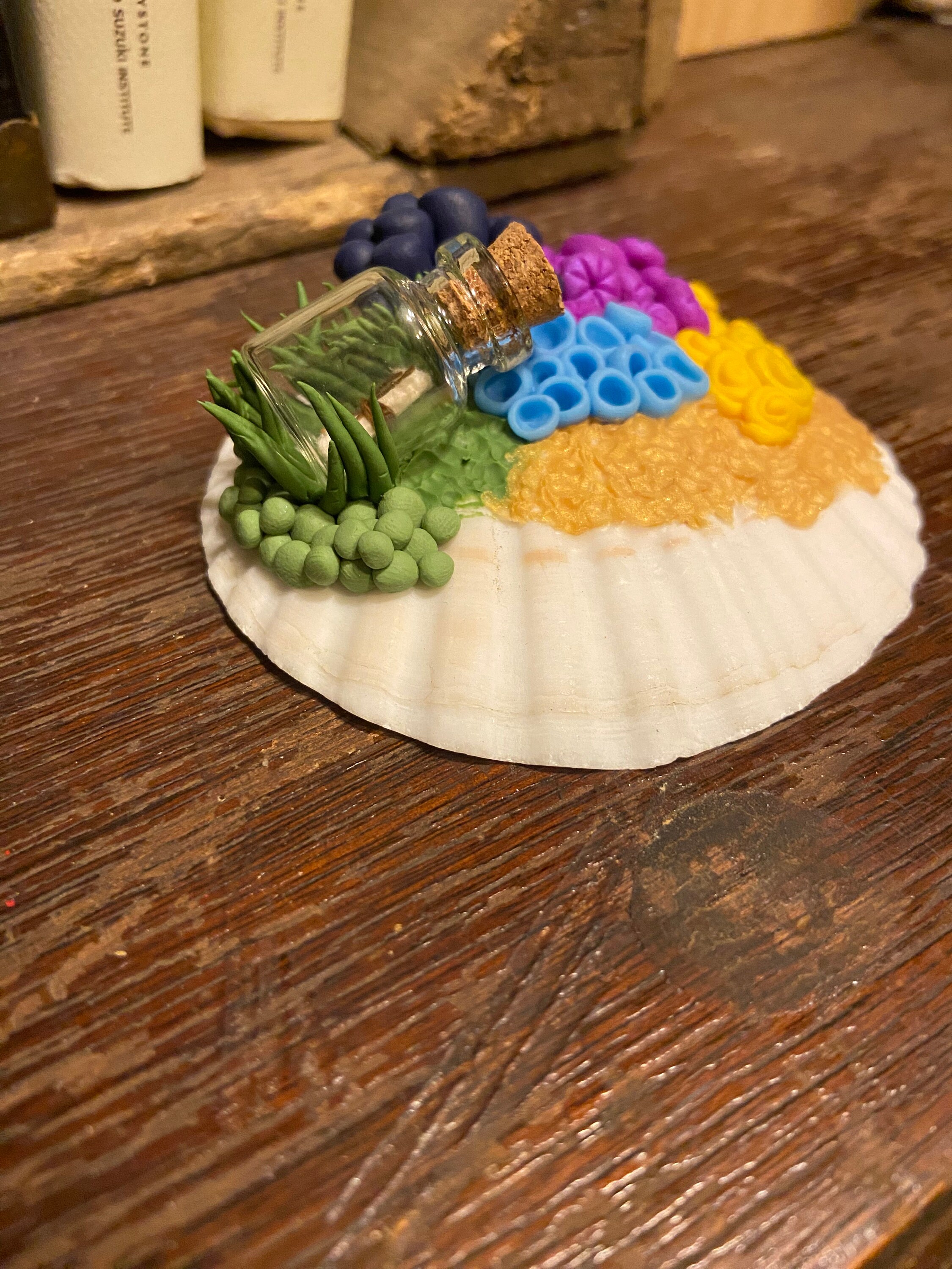 Coral and Sea Shell Miniature | Underwater Coral | Polymer Clay Coral ...