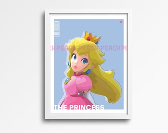 Super Mario Bros Peach Anime HD Print Wall Poster Scroll Home Decor Cosplay 