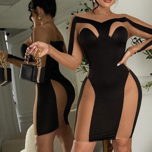 Black Cocktail Dresses for Women Wedding Guest Dress Open - Etsy