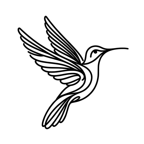 Hummingbird Line Graphic - PNG and SVG