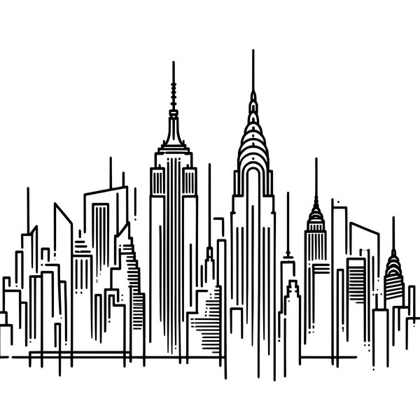 New York Skyline Line Graphic - PNG and SVG